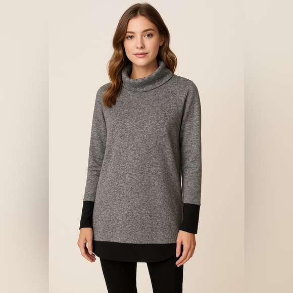 👕 Serra Heather Gray and Black Warm Shirt - Size Large 🌟 - Picture 1 of 12